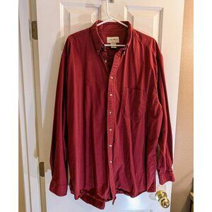 Eddie Bauer Red Button Down Shirt Sz Tall XL Long Sleeve 100% Cotton